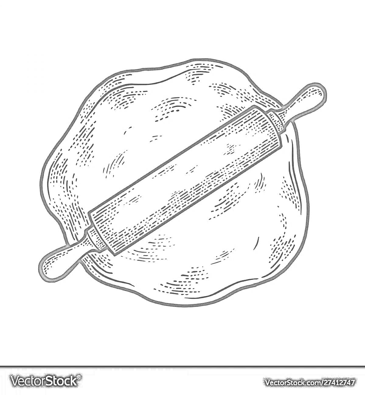 Раскраска Раскатанное тесто с скалкой