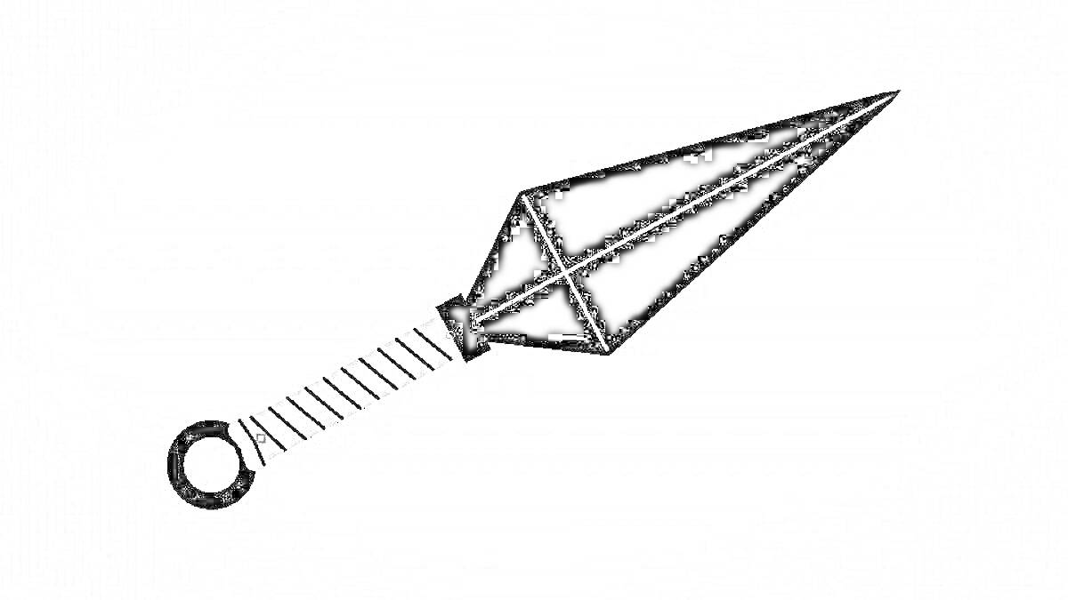 Раскраска Кунай с кольцом на рукоятке