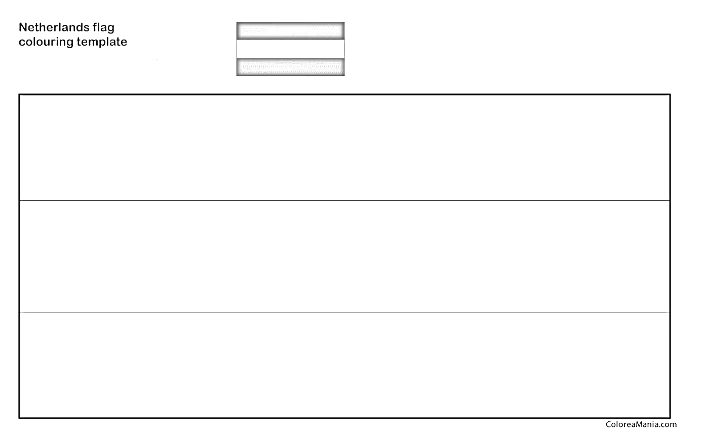 Раскраска Флаг Нидерландов, раскраска с тремя горизонтальными полосами