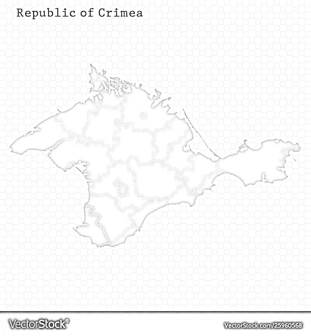 Раскраска Контурная карта республики Крым с подписью 