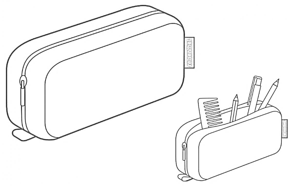 РаскраскаКосметичка с карандашом, карандашом с резинкой, ручкой, расческой 
