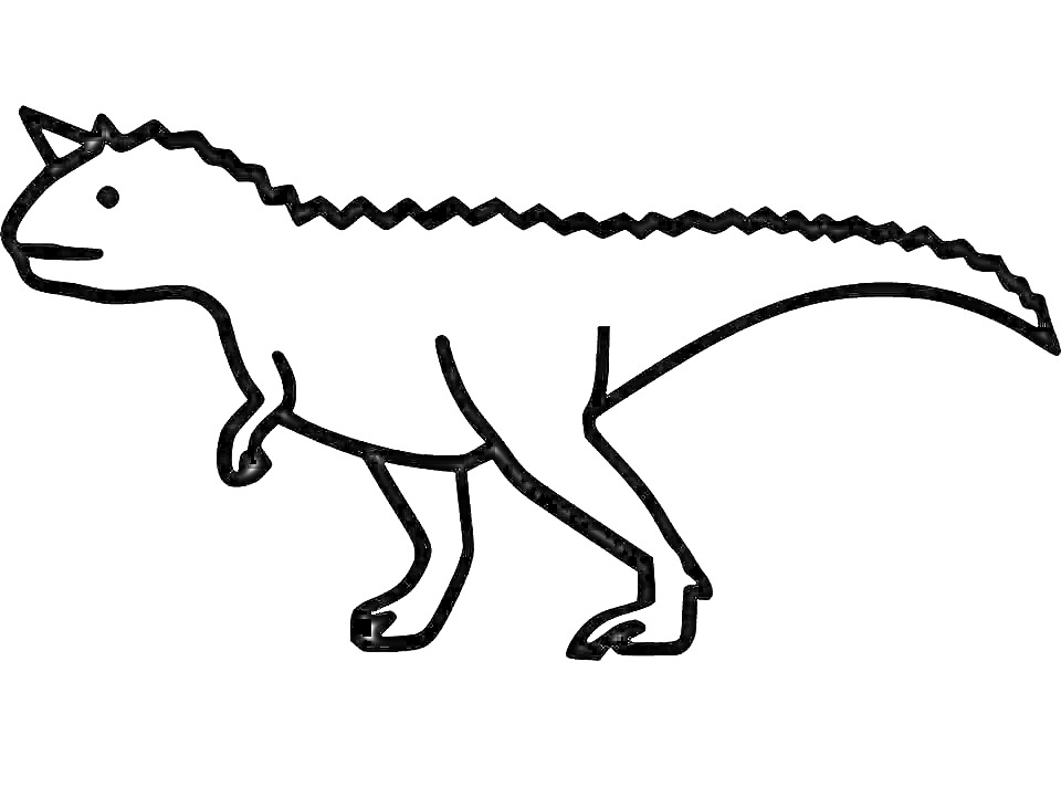 На раскраске изображено: Динозавр, Стоящий, Шипы, Спина, Рога, Голова, Контур