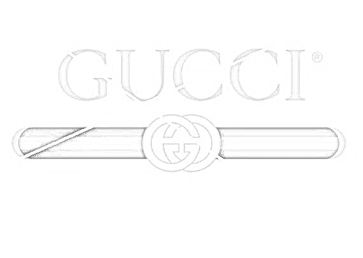 надпись GUCCI, логотип GUCCI с двойной буквой G, горизонтальная палочка