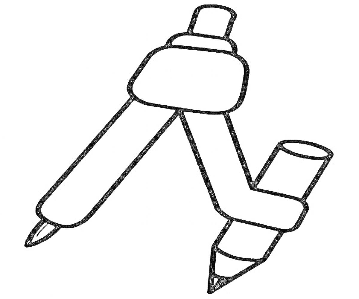Раскраска Циркуль: карандаш и игла в держателе