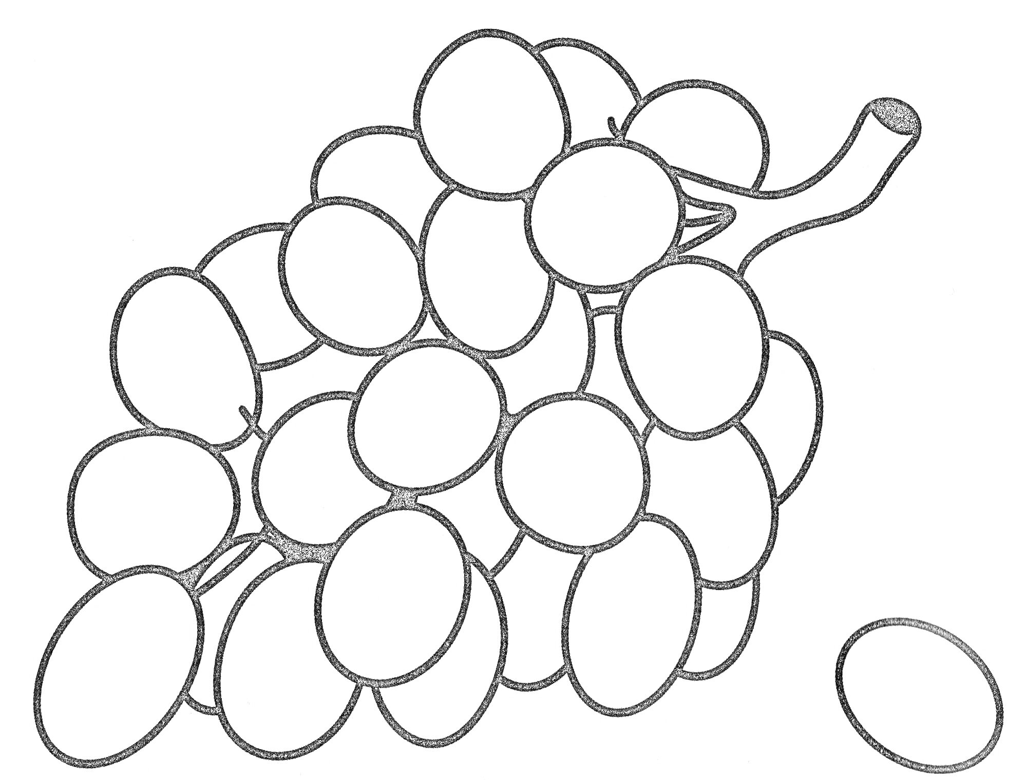 На раскраске изображено: Виноград, Гроздь, Ягоды, Для детей, 3-4 года