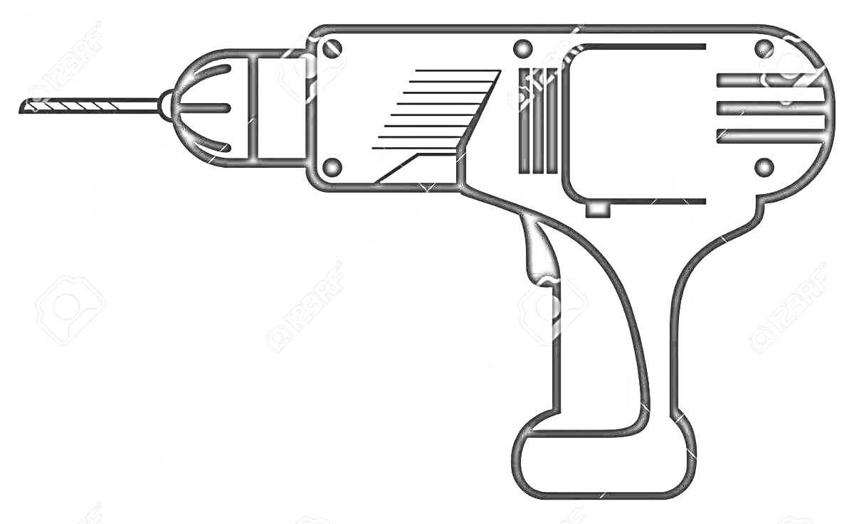 Раскраска Шуруповерт с насадкой для сверления
