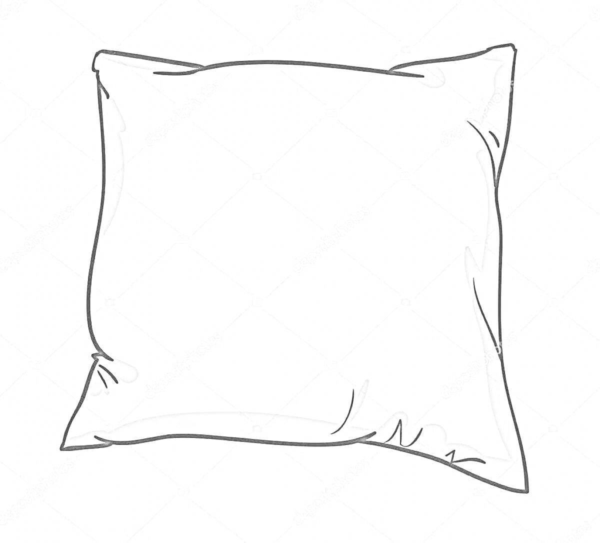 На раскраске изображено: Подушка, Постельное белье