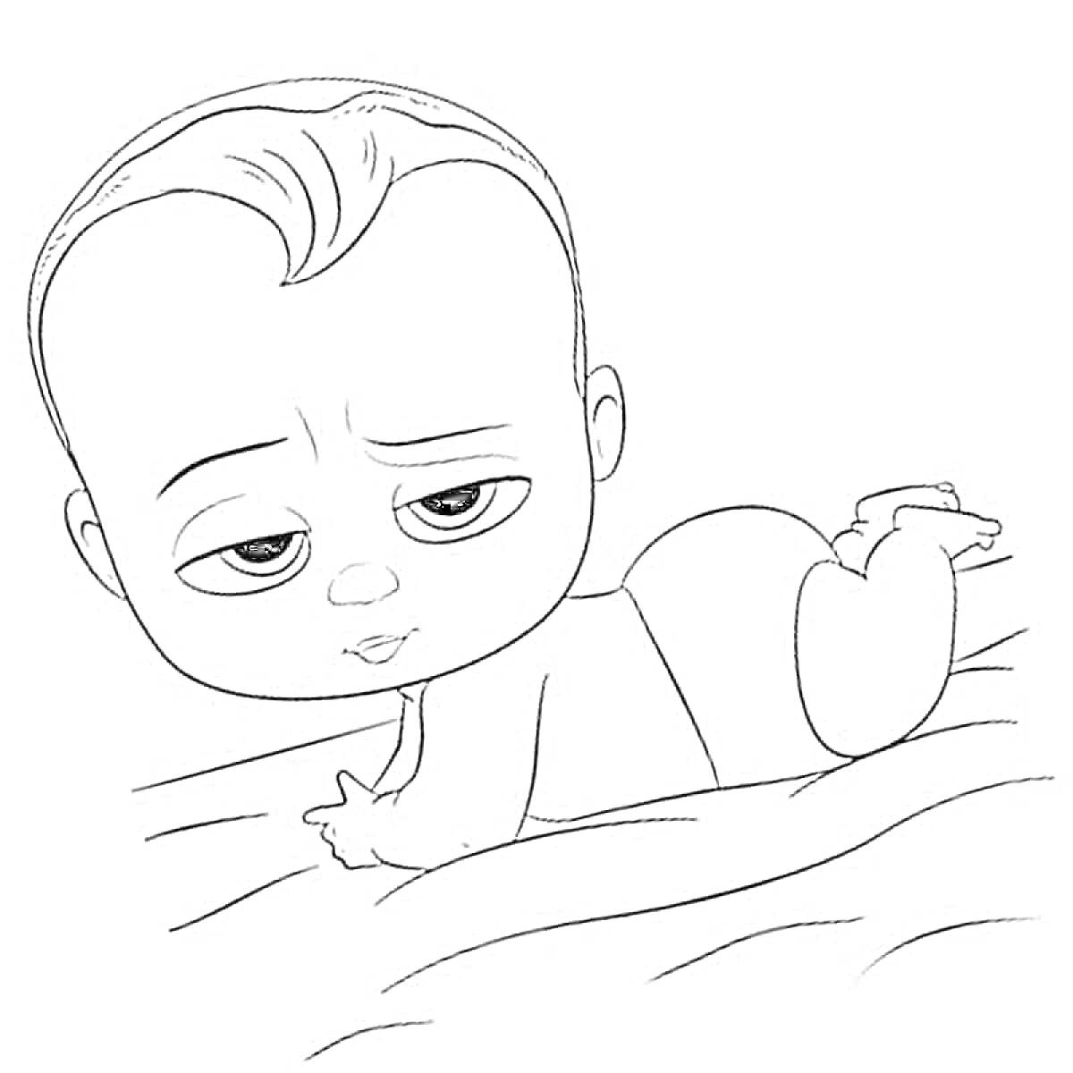Раскраска Младенец лежащий на животе из мультфильма 