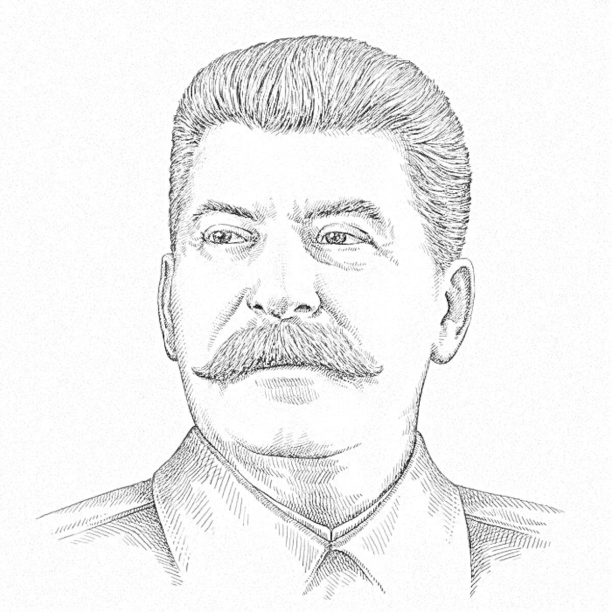 Раскраска Портрет мужчины с усами в фуражке на пустом фоне
