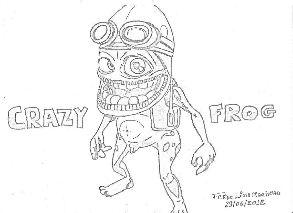 Crazy Frog с очками, шлемом и надписью 