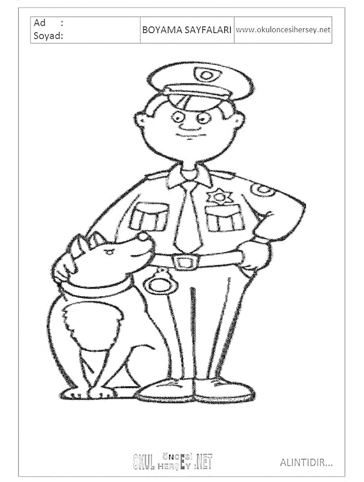 Раскраска Полицейский с собакой