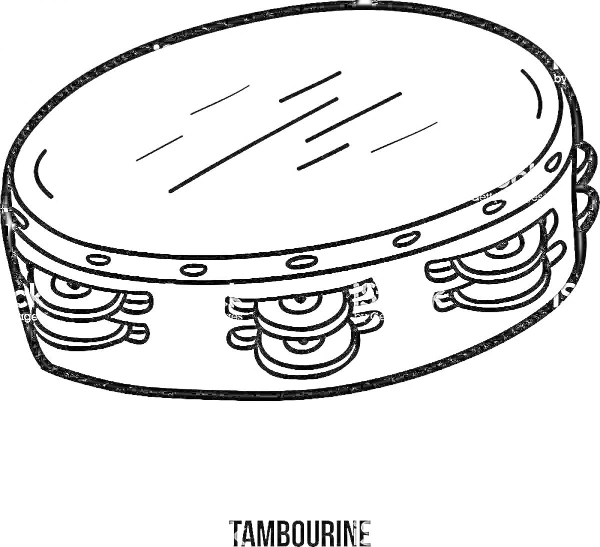 Тамбурин с зеркальной поверхностью и бубенцами по бокам