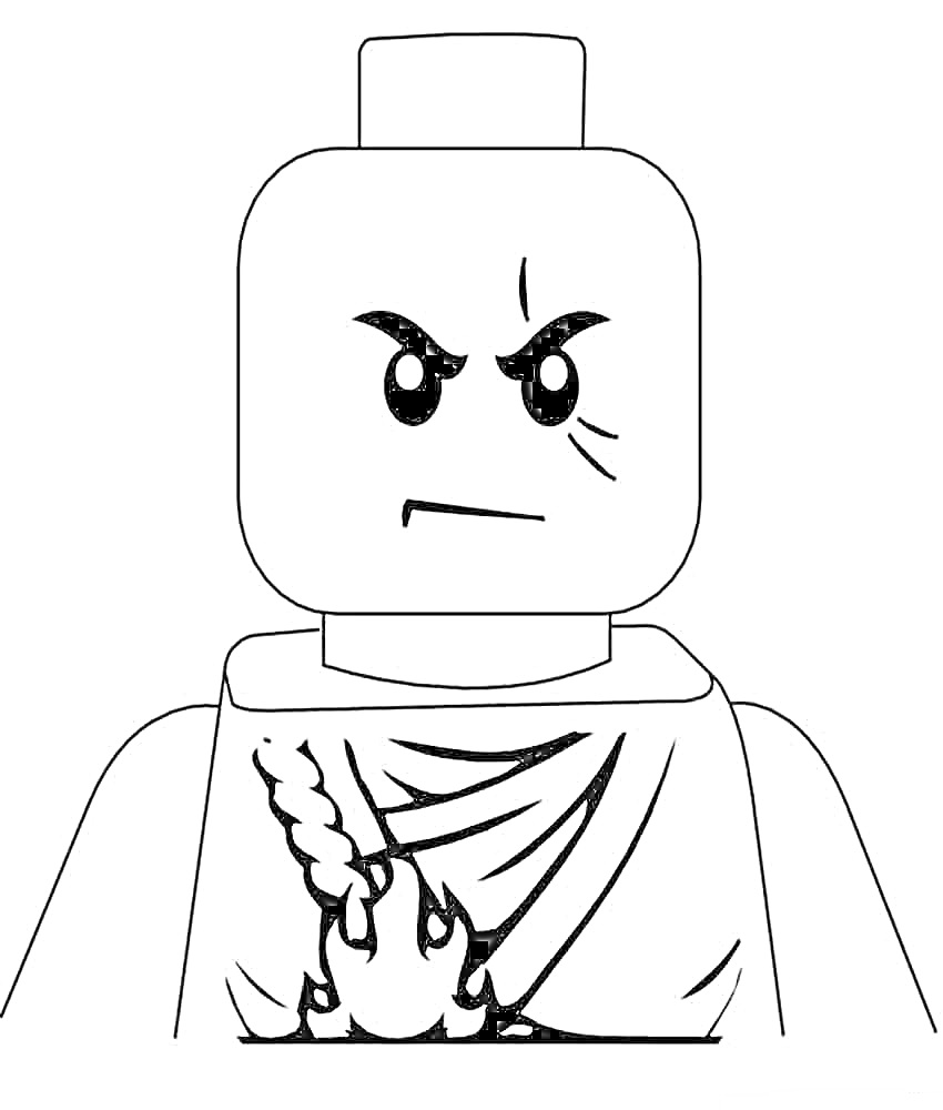 Лего-человек с грозным выражением лица в полицейской форме