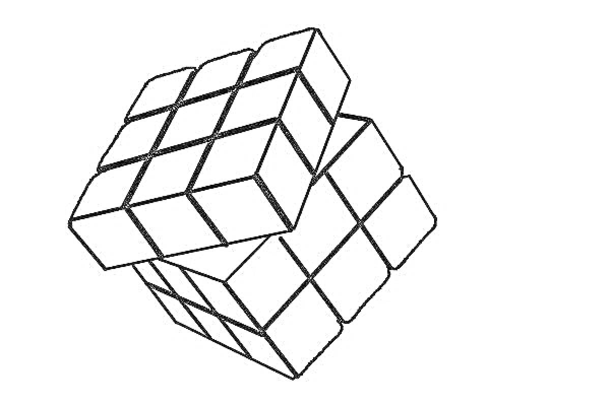 Раскраска Рисунок раскраски Кубика Рубика в разобранном положении
