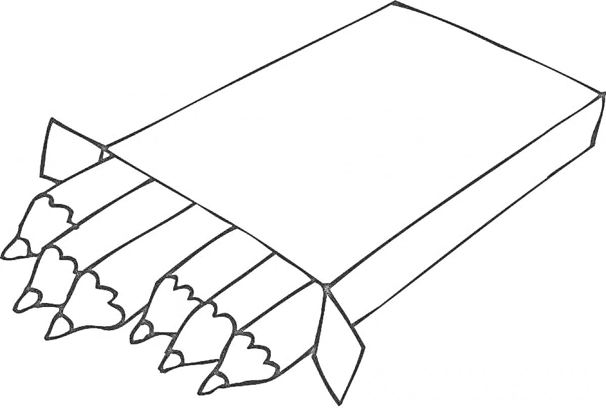 На раскраске изображено: Коробка, Карандаши, Для детей, Художественные материалы