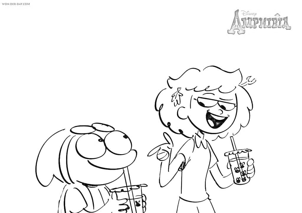 На раскраске изображено: Амфибия, Веселье