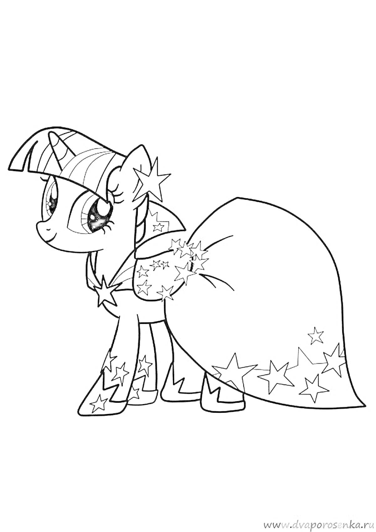 На раскраске изображено: Пони, Звезды, My Little Pony