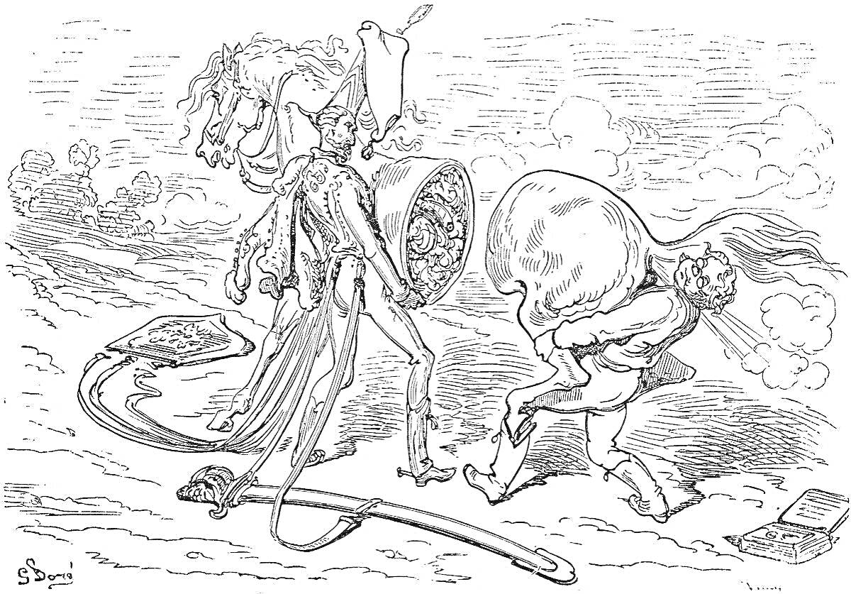 На раскраске изображено: Приключения, Конь, Щит, Бой, Человек, Графика