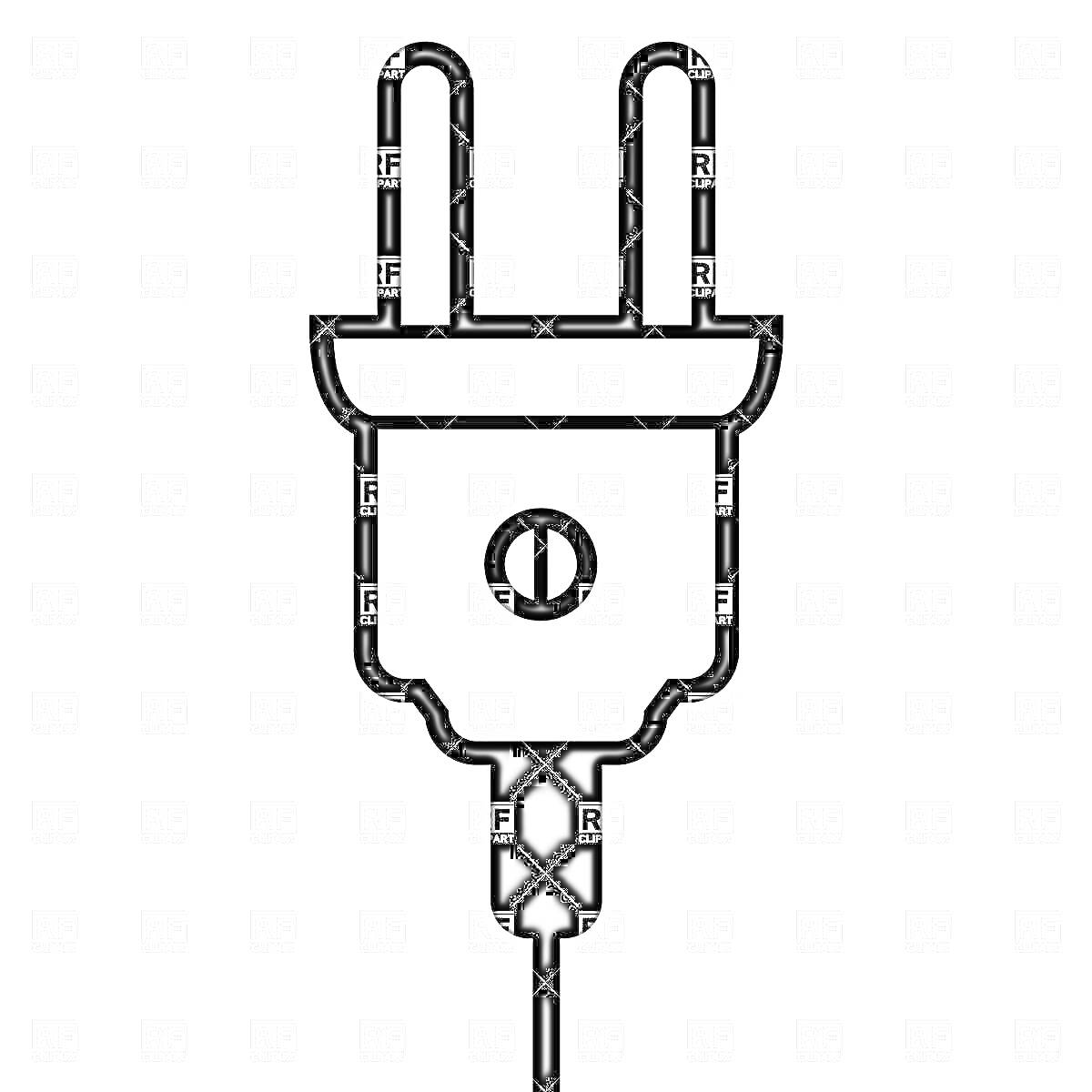 Раскраска Электрическая вилка с двумя контактами и кабелем