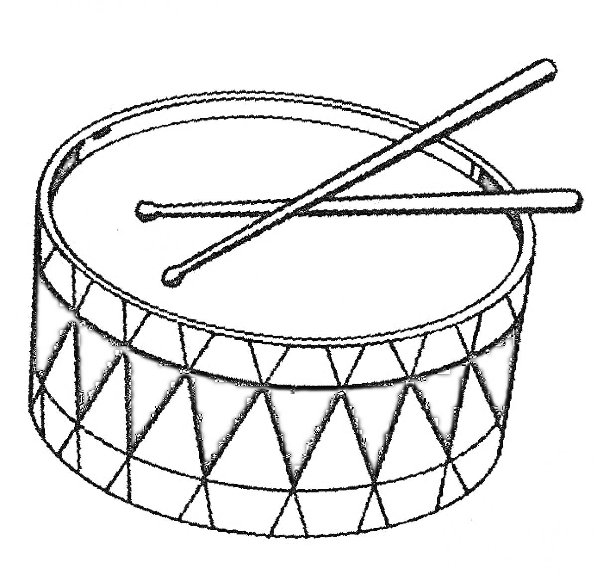 Барабан с палочками и треугольным узором