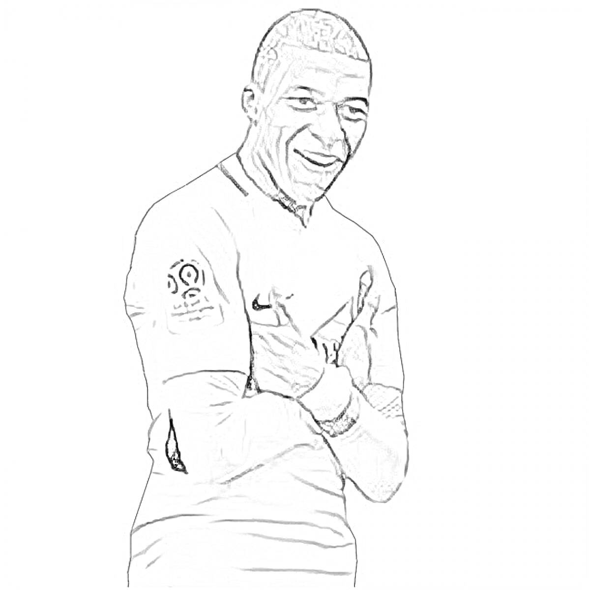 Раскраска футболист в униформе с жестом руками