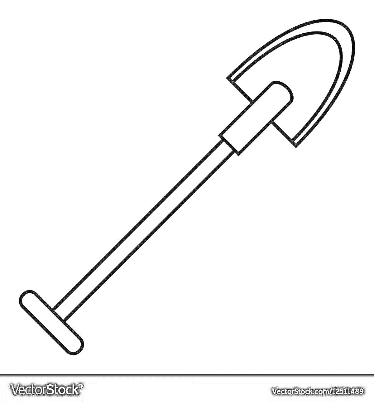Раскраска Лопата с длинной ручкой и Т-образной рукояткой для детей