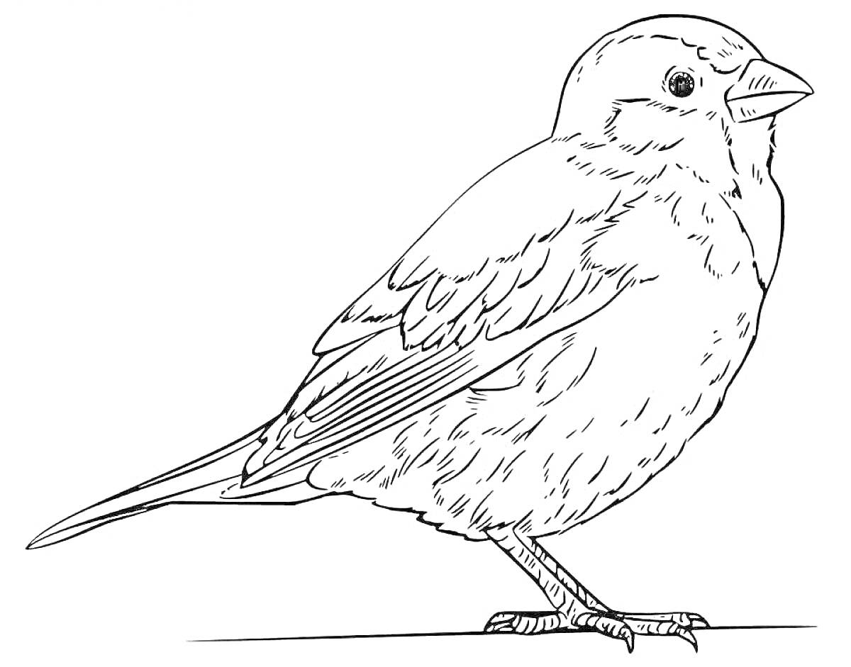 Раскраска Воробей на ветке