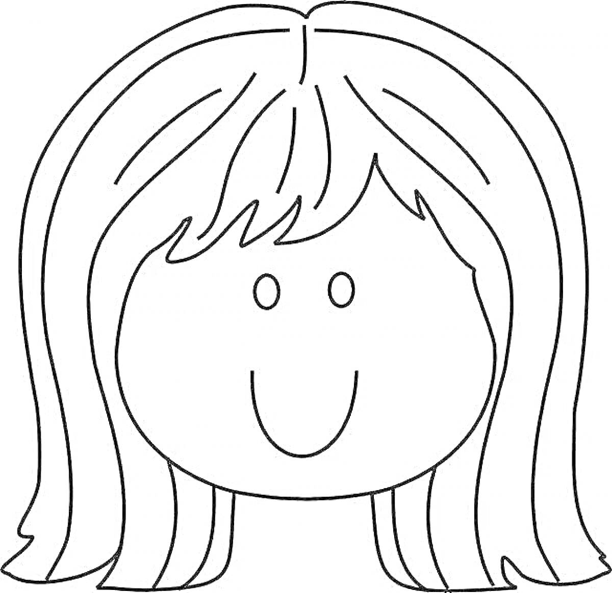 На раскраске изображено: Длинные волосы, Челка, Глаза, Волосы, Улыбка