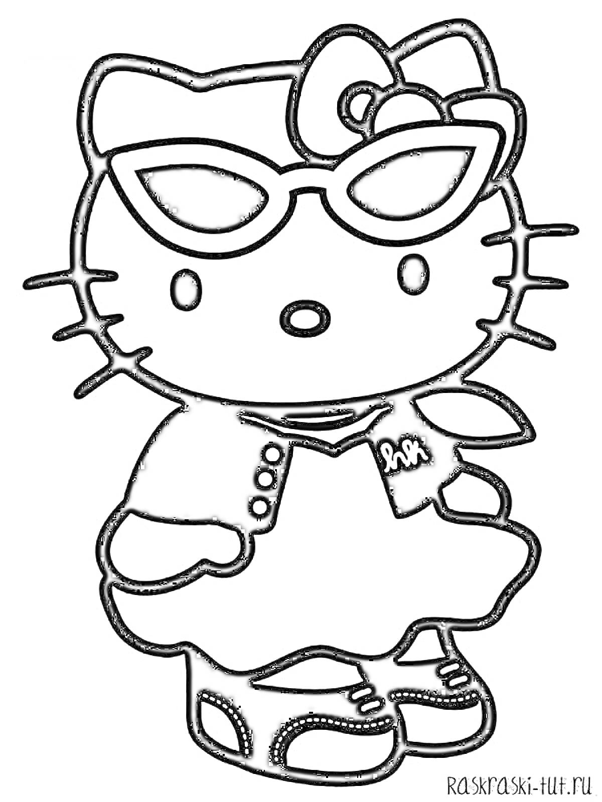 Раскраска Hello Kitty в очках и платье