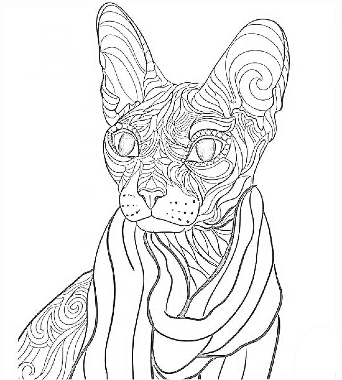 Раскраска Разукрашка сфинкса с декоративным узором и шарфом