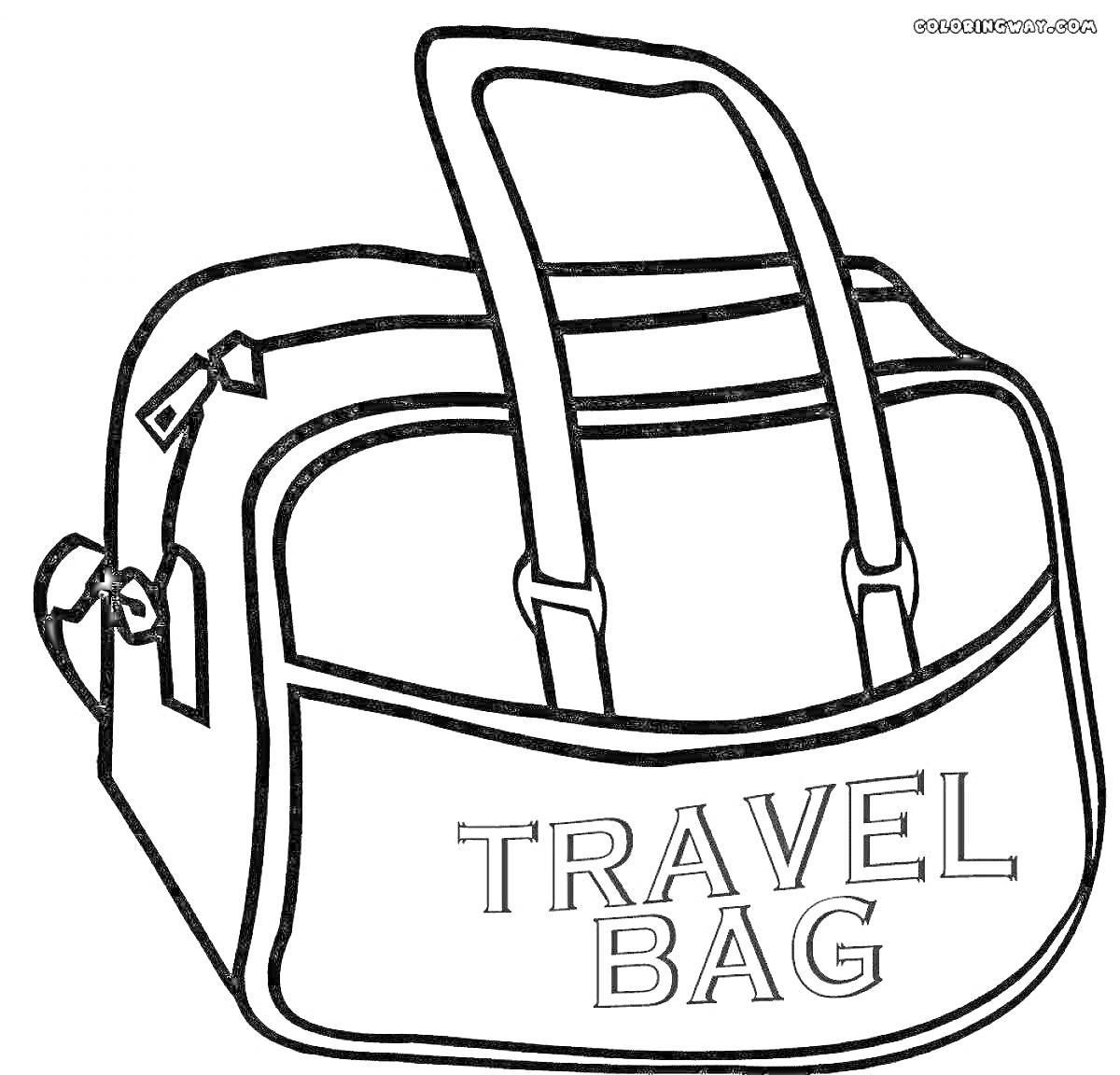 Раскраска Путешественническая сумка с надписью 