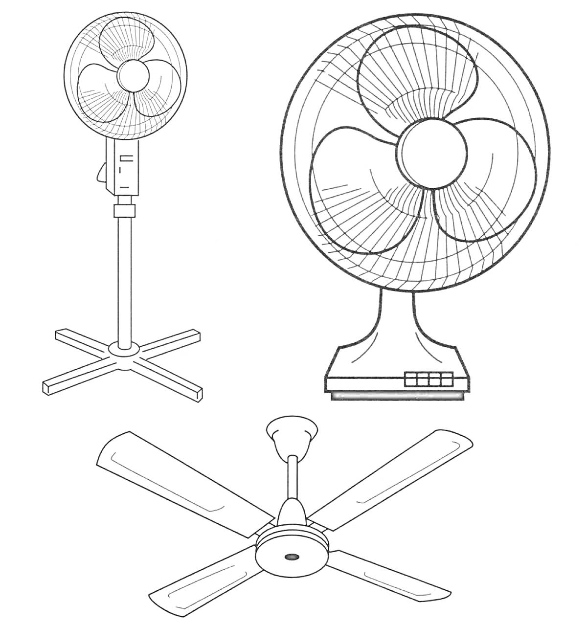 На раскраске изображено: Вентилятор, Настольный вентилятор, Для детей, Техника, Охлаждение