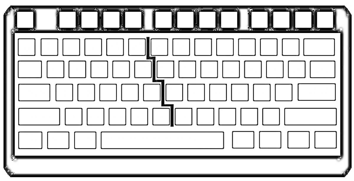 Раскраска Клавиатура компьютера с кнопками и пробелом