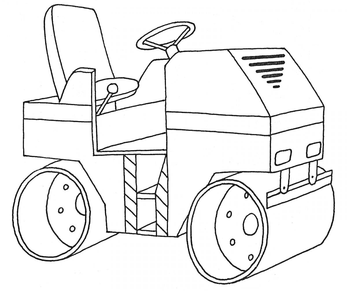 На раскраске изображено: Каток, Стройтехника, Руль, Рабочая техника, Для детей, Транспорт