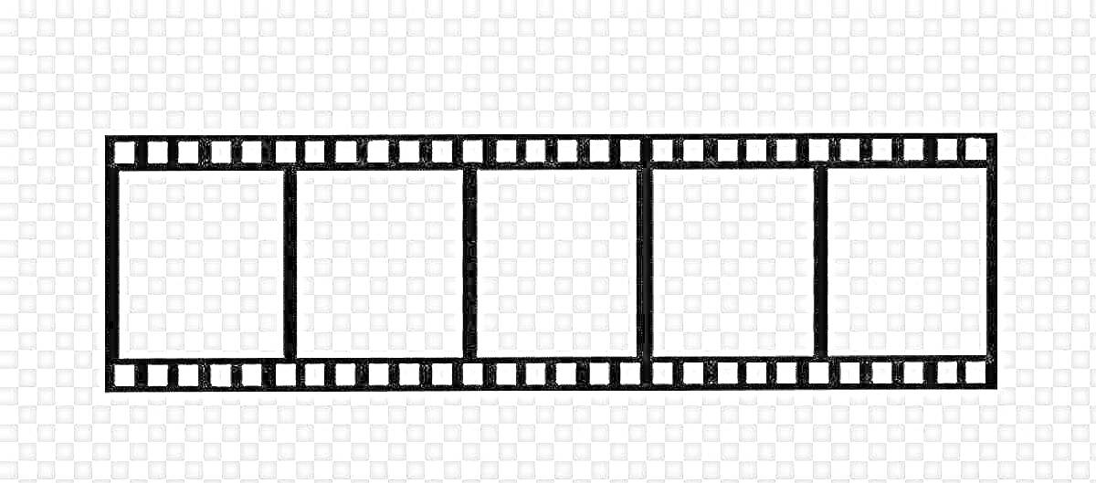 Фотопленка с пятью кадрами на прозрачном фоне