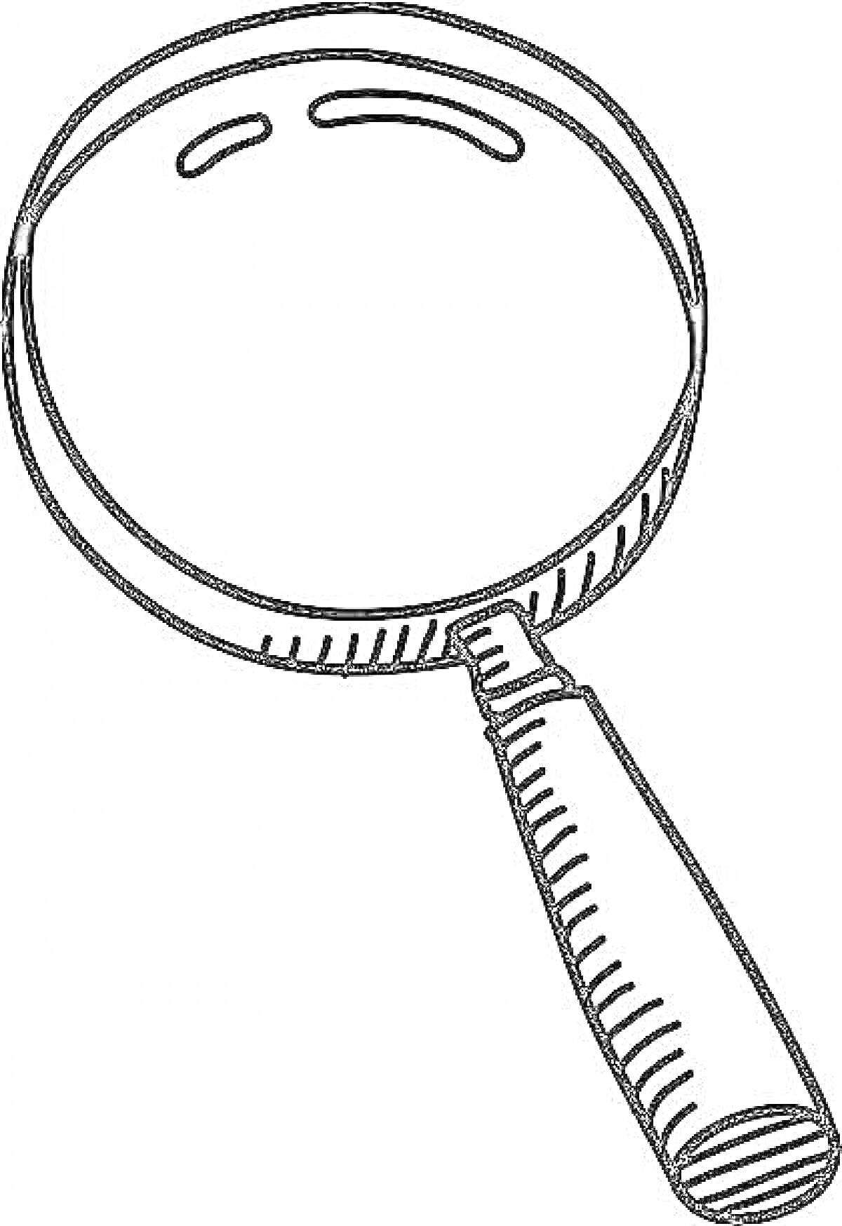 На раскраске изображено: Лупа, Инструмент, Ручка, Увеличительное стекло