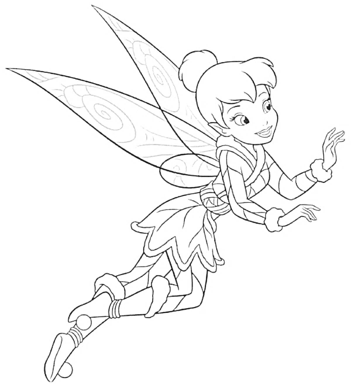 На раскраске изображено: Фея, Крылья, Полет