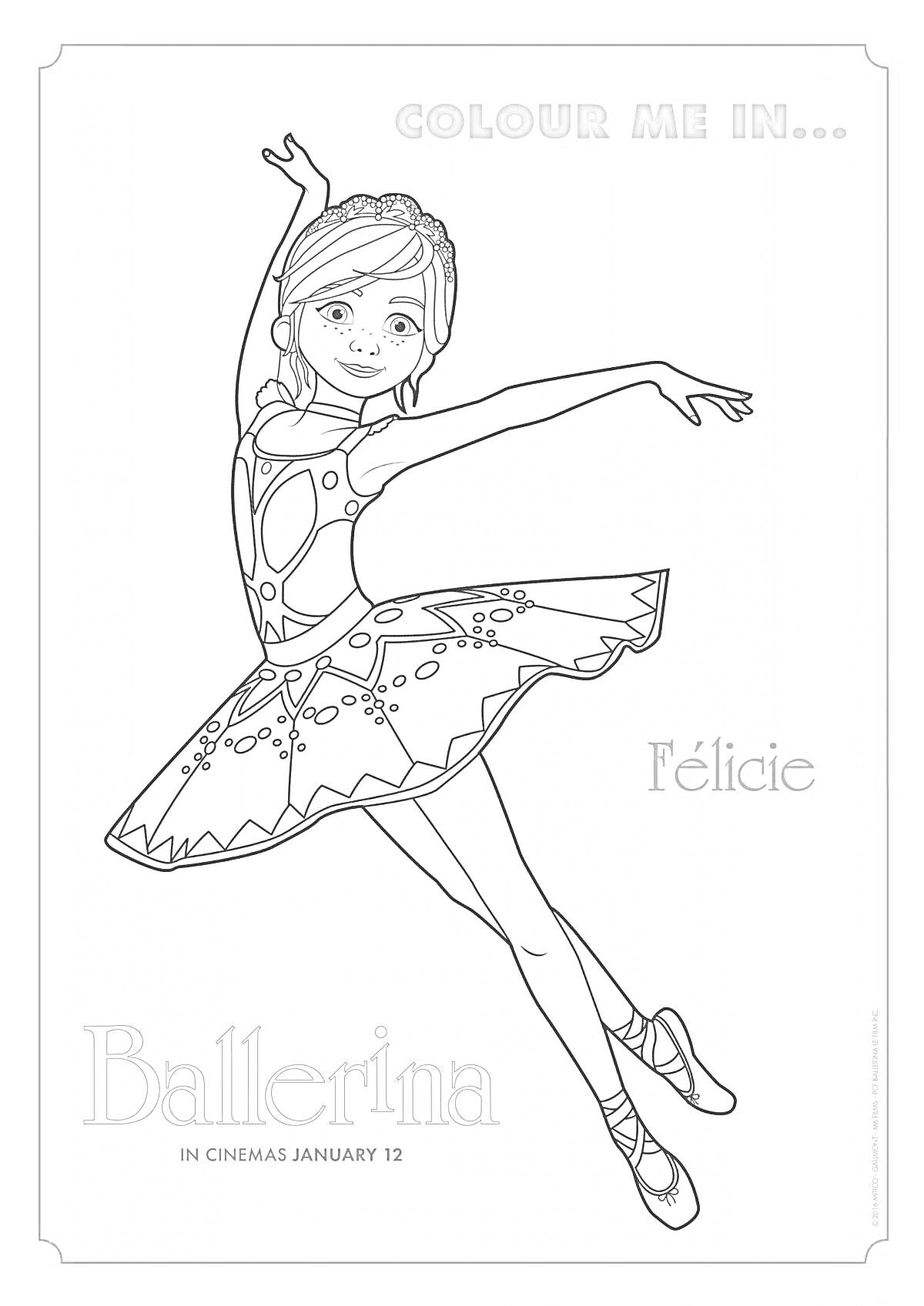 На раскраске изображено: Балерина, Платье, Танец, Балет