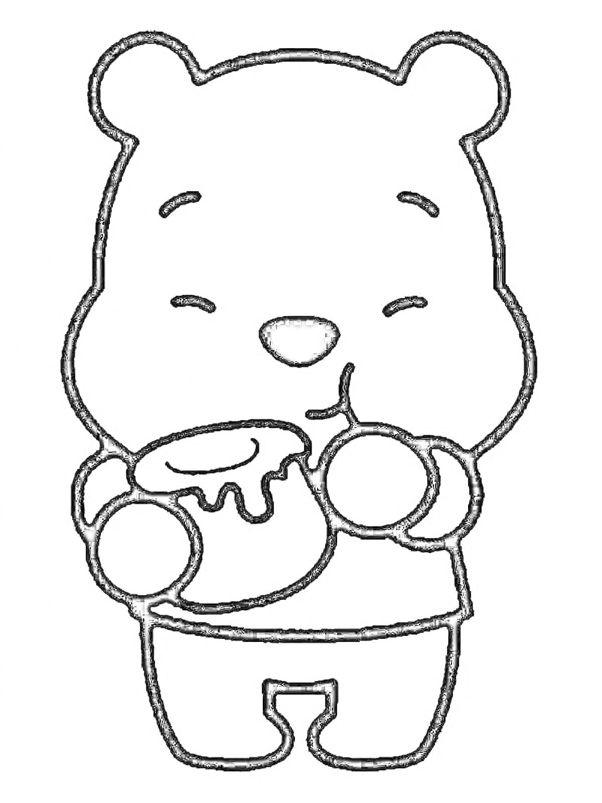 Раскраска Медвежонок с горшочком мёда