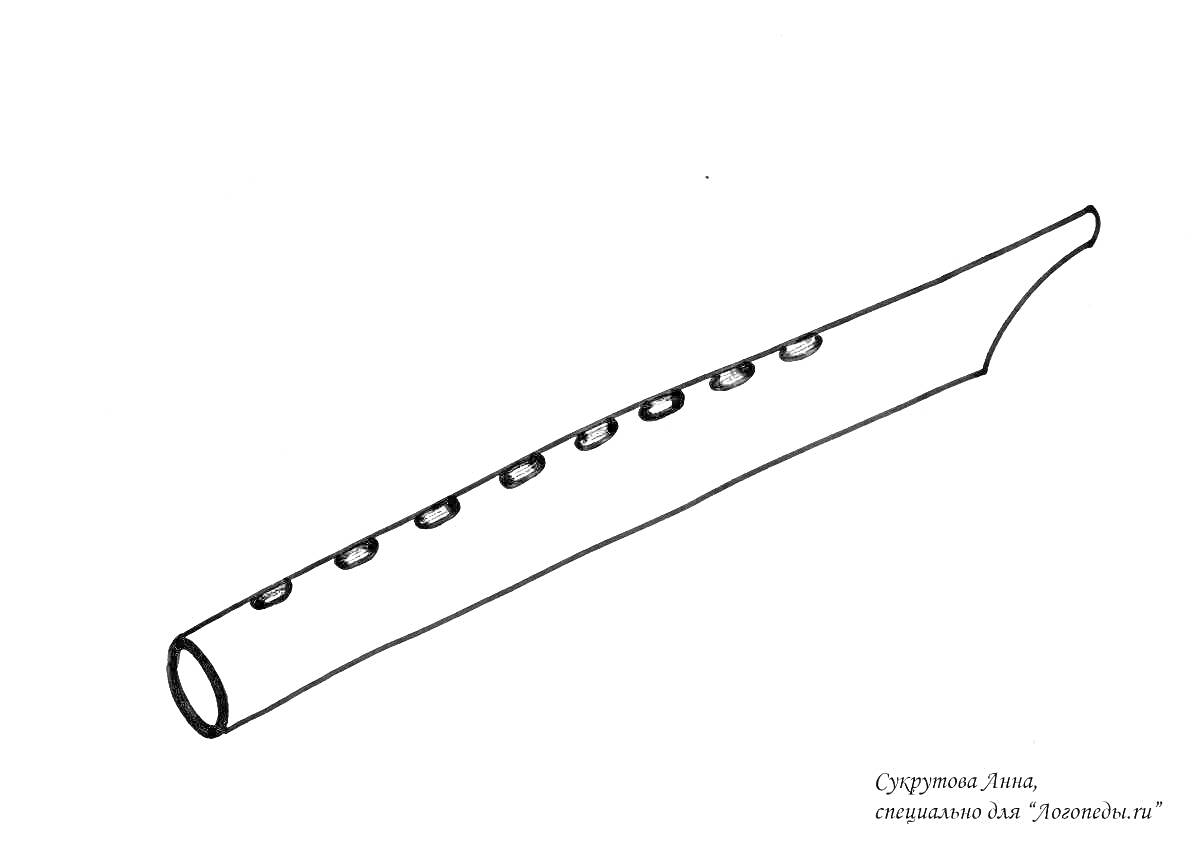 Раскраска Дудочка с отверстиями для пальцев