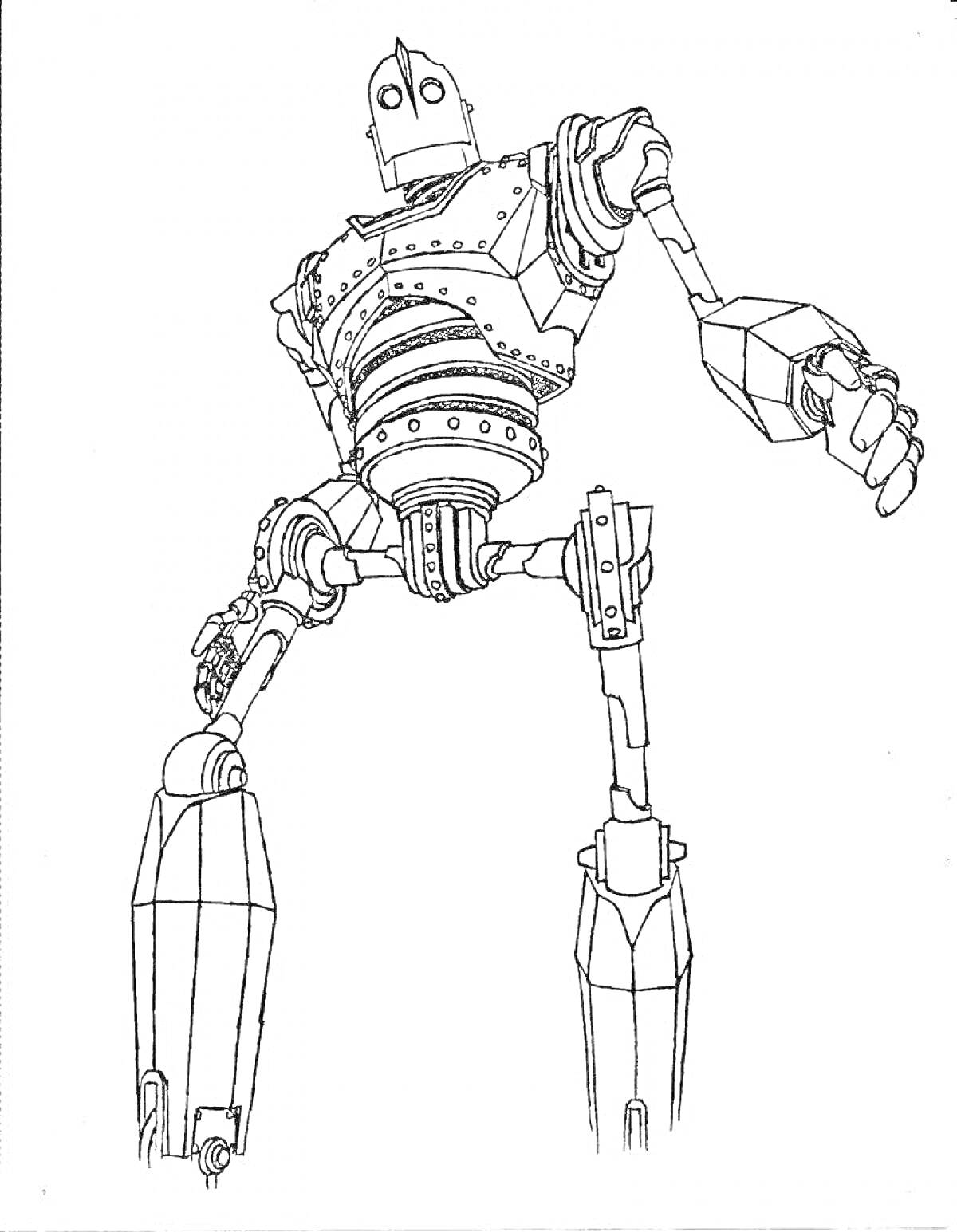 Раскраска Гигантский робот с крупными металлическими деталями
