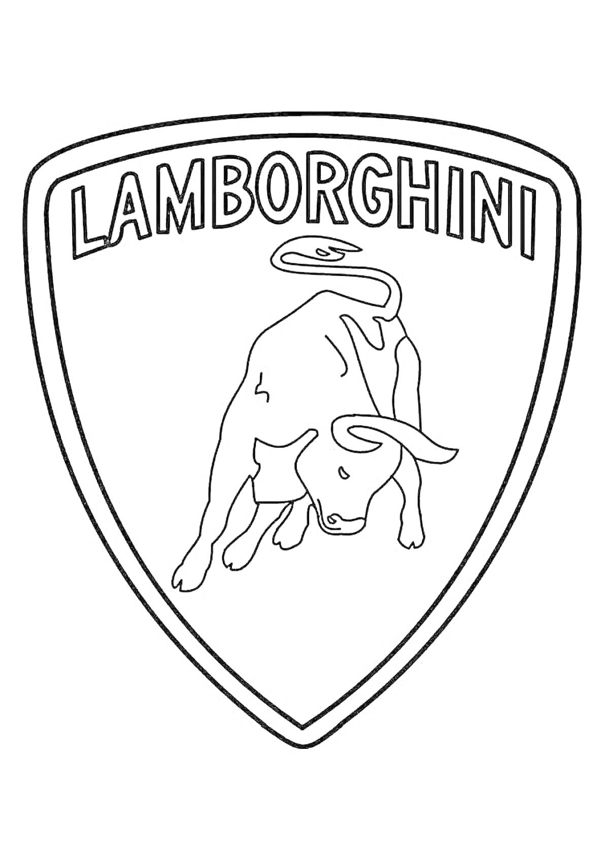 Раскраска значок Lamborghini с быком внутри