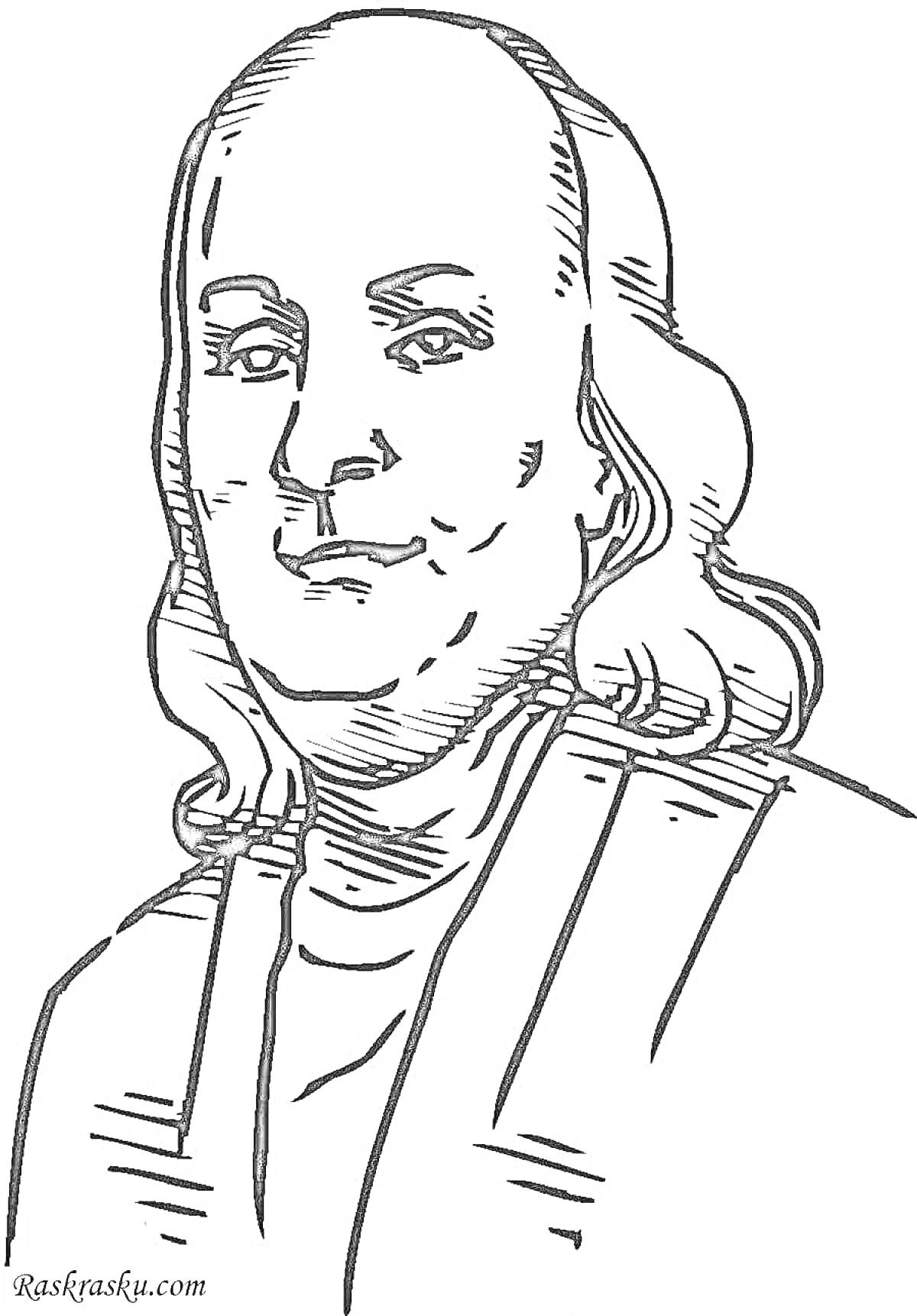 Раскраска Портрет человека с длинными волосами и мантией