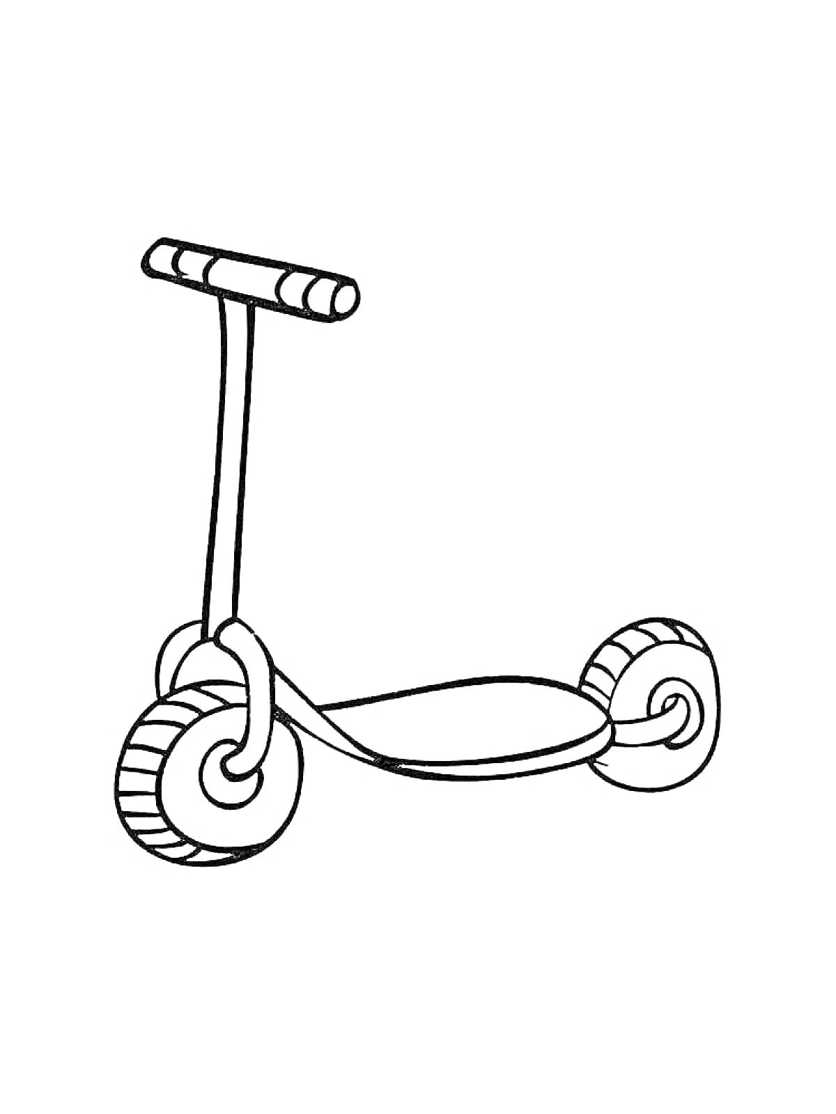 Раскраска Самокат с двумя колёсами и рулём