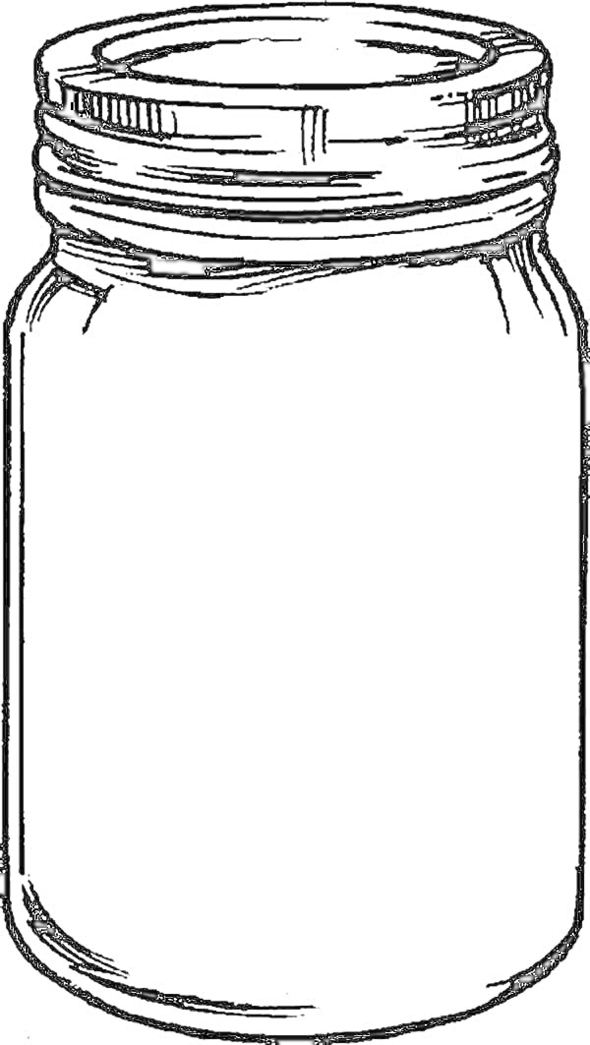 Раскраска Стеклянная банка с завинчивающейся крышкой, контурный рисунок