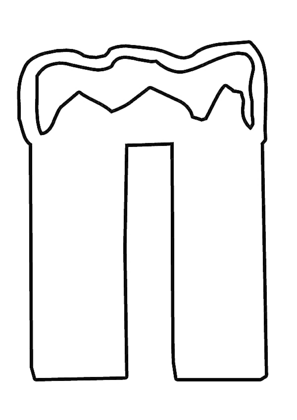 Раскраска Буква П с элементом снега на верхней части