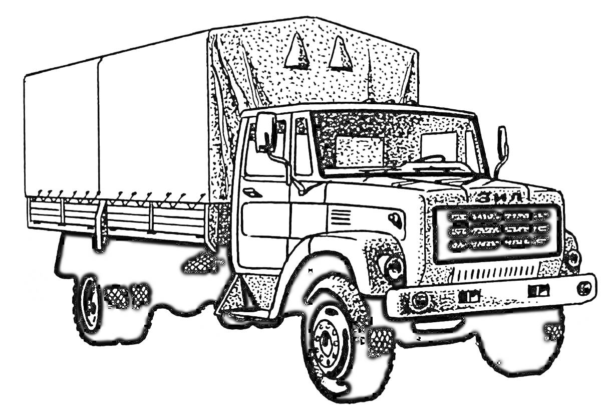 Раскраска Грузовик ЗИЛ с тентованным кузовом