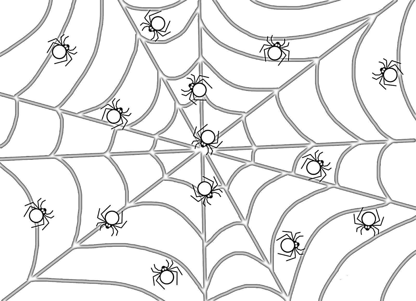 Раскраска Паутина с маленькими пауками