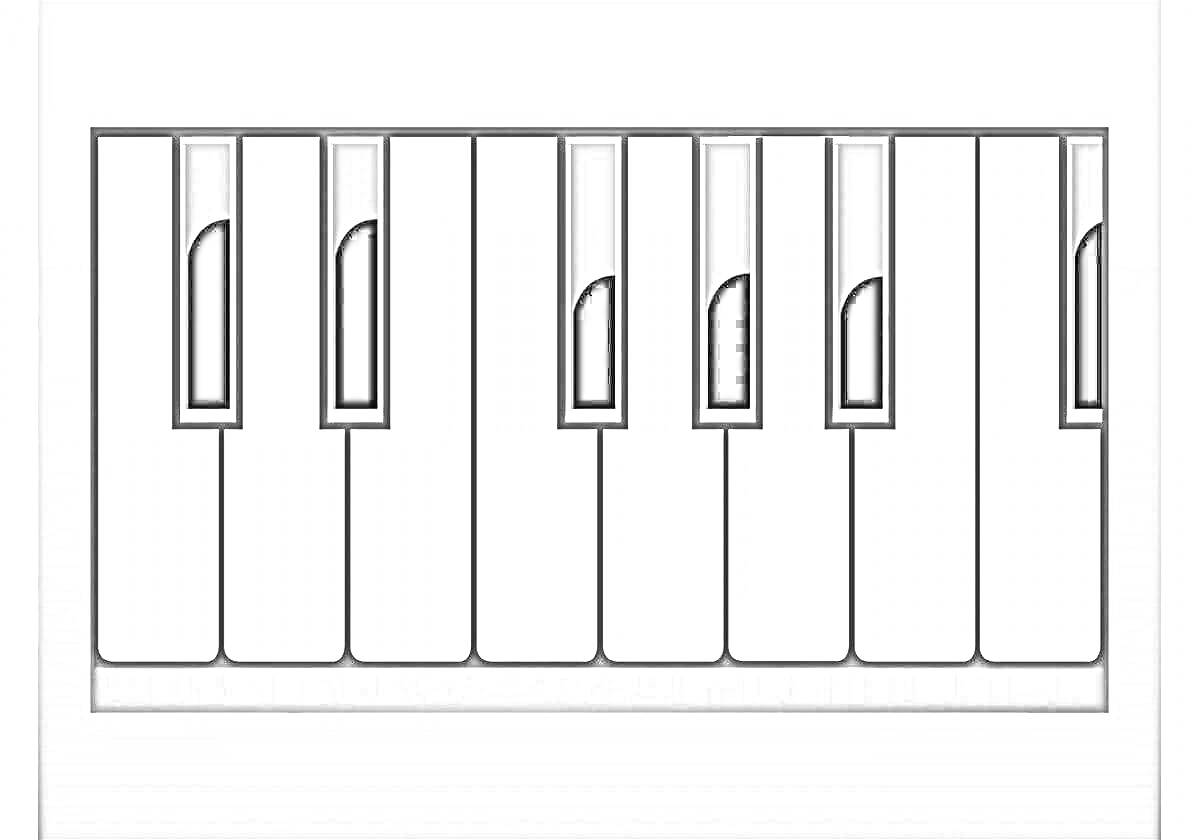 Раскраска Раскраска клавиш пианино с черными и белыми клавишами