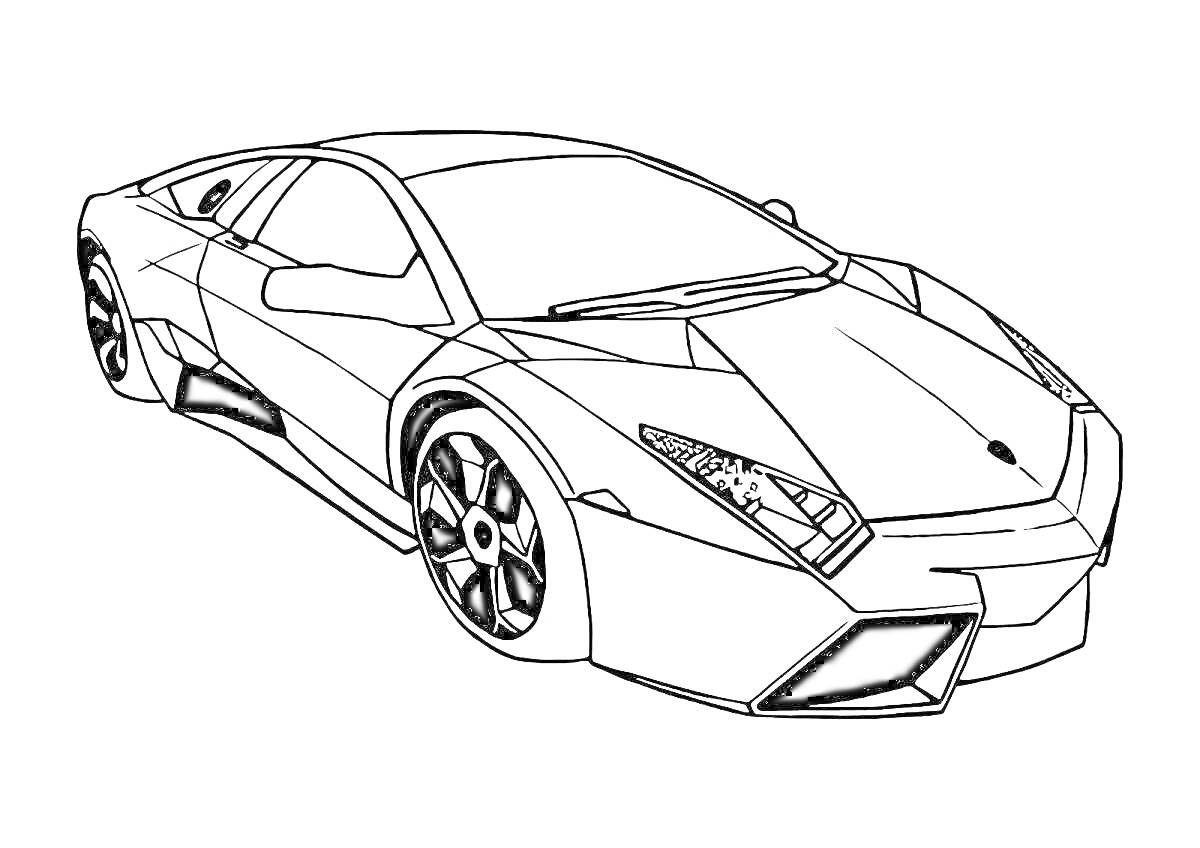 Раскраска Спортивный автомобиль с аэродинамическим дизайном и стильными дисками